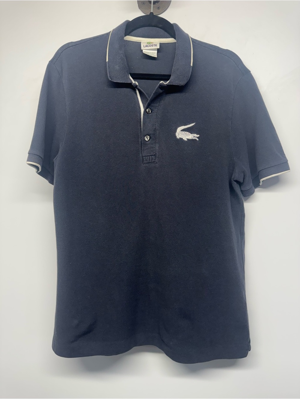 Lacoste Men's Dark Blue Polo with White Trim